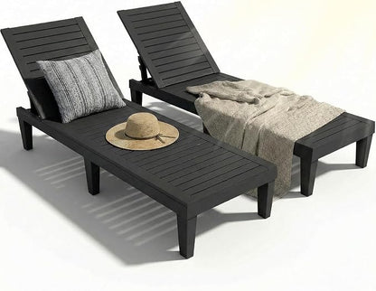 Lounge Chair Outdoor, High-Impact PP 5 Position Adjustable Tanning Chair by EFU