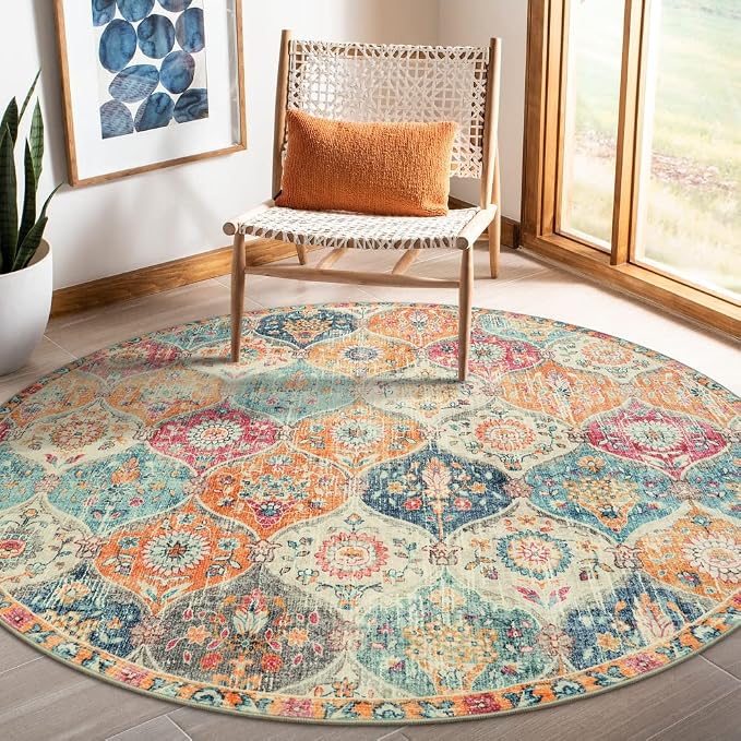 Lahome Moroccan Washable Round Area Rug, Soft Round Rugs 6ft Ultra-Thin Non-Slip by Lahome