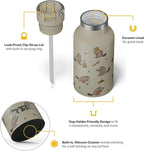 RTIC Little Journey Bottle with Straw, Insulated, Stainless Steel, Metal, Double Wall Vacuum-Insulation, Ceramic-Lined, Leak-Proof Lid, BPA-Free Water Flask for Sports, Travel, Busy Beaver