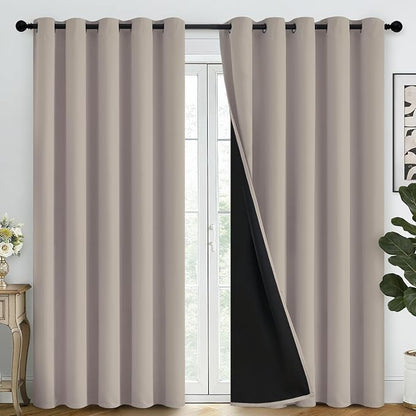 SimpleHome Natural 100% Blackout Curtains Room Darkening Living Room 84L | by SimpleHome