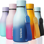 BJPKPK Insulated Water Bottles, 12oz Stainless Steel Metal Water Bottle with Strap, BPA Free Leak Proof Thermos, Mugs, Flasks, Reusable Water Bottle for Sports & Travel, Sky