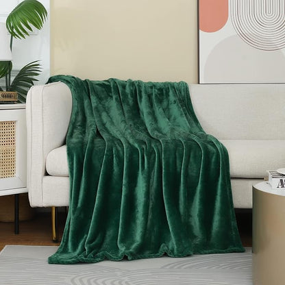 Forest Green Fleece Plush Throw Blanket 90"x90"for Couch Fuzzy Cozy Flannel | - Image 2