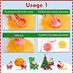 Leesgel Christmas Cookie Cutters, 3D Christmas Holiday Cookie Cutters Shapes with Santa/Xmas Tree/House/Deer, Christmas Party Decorations Ornaments
