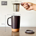 Mora Ceramics Large Tea Mug with Loose Leaf Infuser and Ceramic Lid, 18 oz, Portable, Microwave, Dishwasher Safe, Tall Coffee Cup - Rustic Matte Ceramic Glaze, Modern Herbal Tea Strainer, Nightwaves