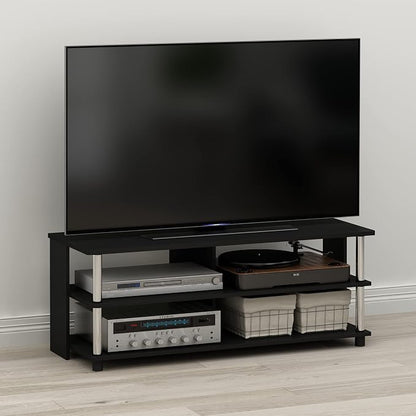 Furinno Sully 3-Tier Stand for TV up to 48 Inch, Americano/Chrome - Image 2
