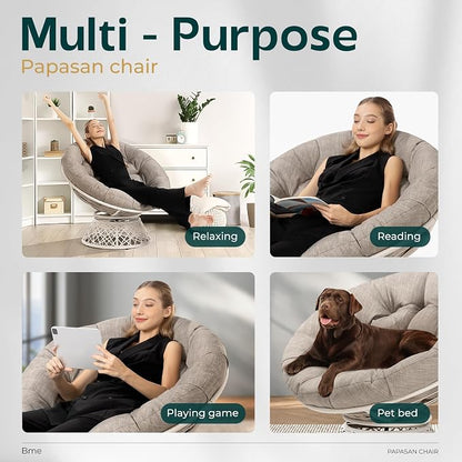 Bme 40" Ergonomic Wicker Papasan Chair - Image 7