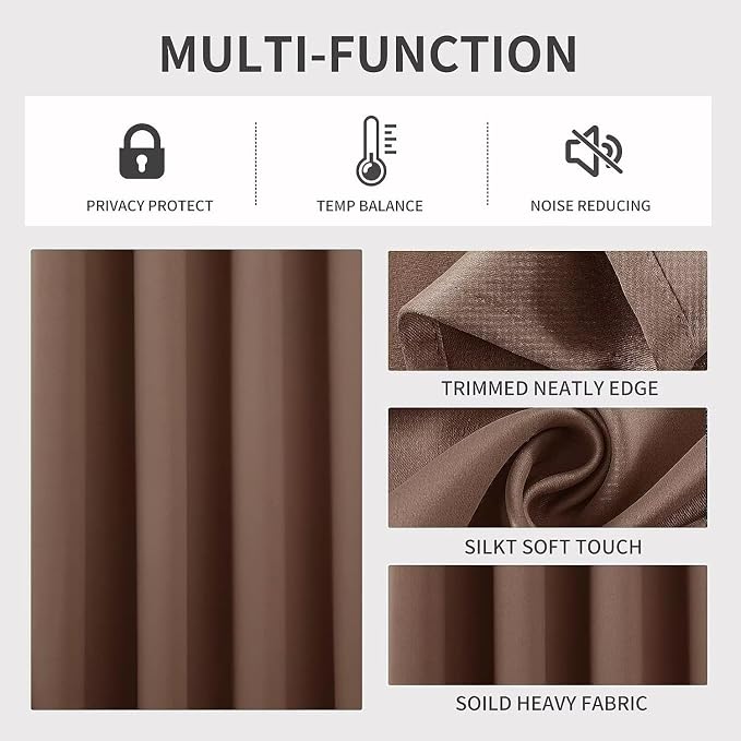 Joydeco Blackout Curtains 72 inches Long 2 Panels Set, Thermal Insulated Long - Image 4