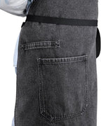 Cooking Apron with Pockets Mens Womens Professional Kitchen Bib Apron for Chef Grill BBQ (Black Denim -2)