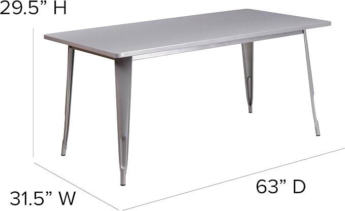 Flash Furniture Charis Commercial Grade 31.5" x 63" Rectangular Silver Metal - Image 5