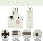 5 Pack Kitchen Apron, Work Apron, Canvas, Multiple Pockets, Gardening, Painting, BBQ, Artist, Carpenter, Sizes M to XXL, White