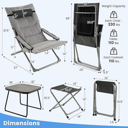 Giantex 5-Piece Patio Bistro Set, Folding Lounge Chairs - Image 9