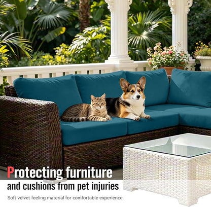8Pcs Outdoor Cushion Covers, Stretch Patio Furniture Couch Chair Slipcovers | - Image 3
