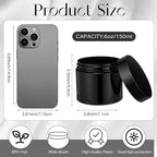 Patelai 4 Pieces Round Wide-mouth Leak Proof Plastic Container Jars with Lids for Travel Storage Makeup Beauty Products Face Creams Oils Salves Ointments DIY Making(6 Ounce,Pure Black)
