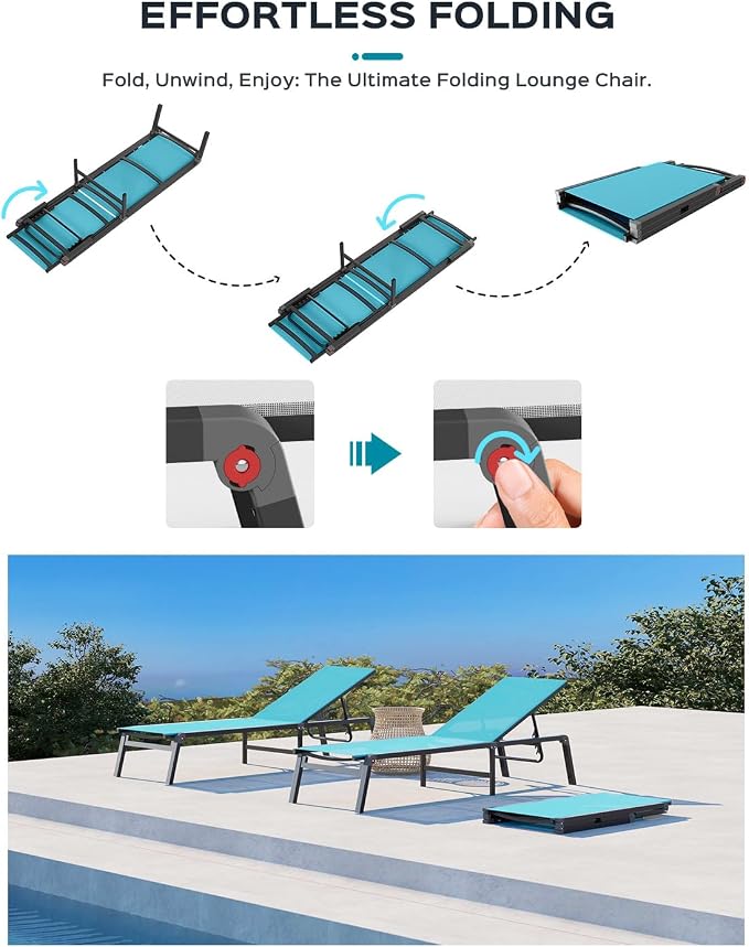Ciokea Aluminum Foldable Lounge Chairs Set of 2 - Image 7