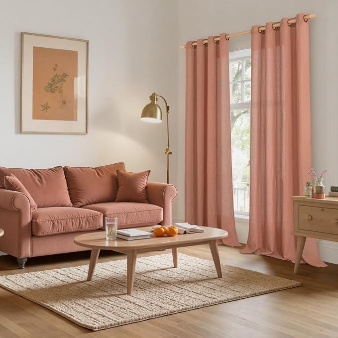 YoungsTex Terracotta Linen Curtains 95 Inch Length - Image 2
