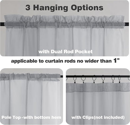 Chyhomenyc Sheer Valances for Windows 2 Pack, Small Window Curtains for Living - Image 4