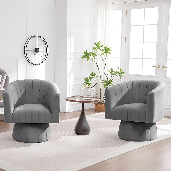 Swivel Accent Barrel Chair, Cute Comfy Small Round 360° Arm Chair. Velvet Sofa - Image 7