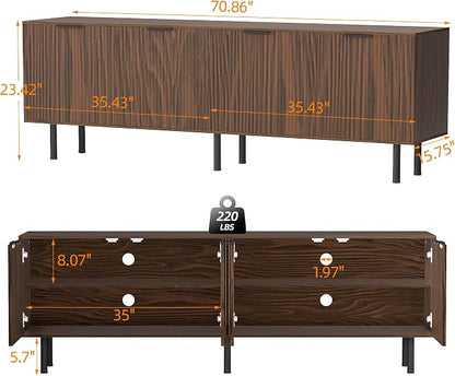 TV Stand for 80 Inch TV, Fluted Entertainment Center - Image 3