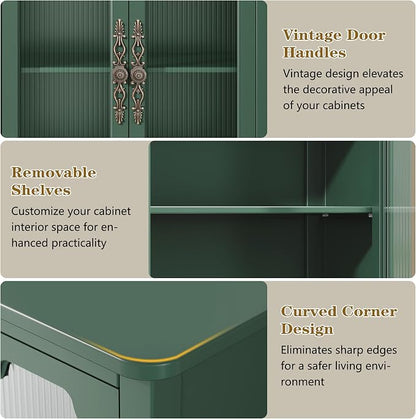 Vintage Buffet Sideboard with 4 Glass Doors, Deractive Crezada - Image 4