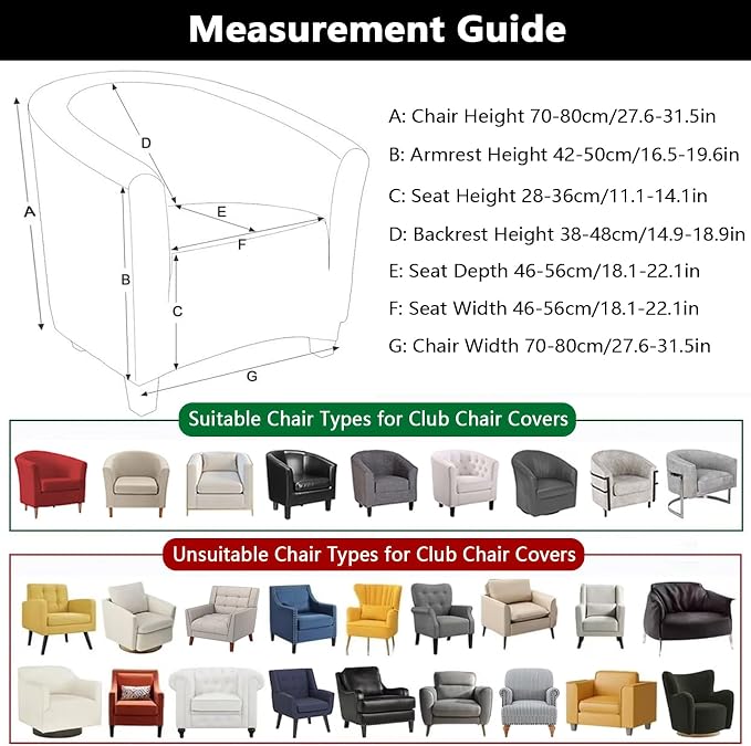 SearchI Club Chair Slipcover Stretch Barrel Chair Covers Printed Tub Chair - Image 4