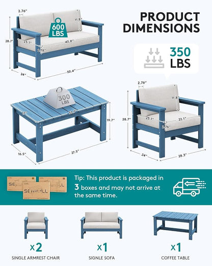 SERWALL 4 Pieces HDPE Outdoor Sofa Set - Image 2