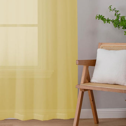 Chyhomenyc Mustard Yellow Sheer Curtains 72 Inches Long, Light Filtering Window - Image 8