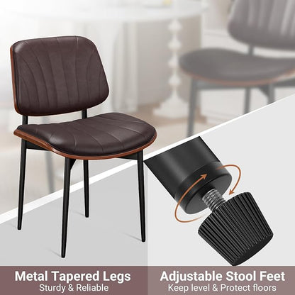 REONEY Dining Chairs Set of 8, Mid-Century Modern Upholstered PU Leather Chairs - Image 9