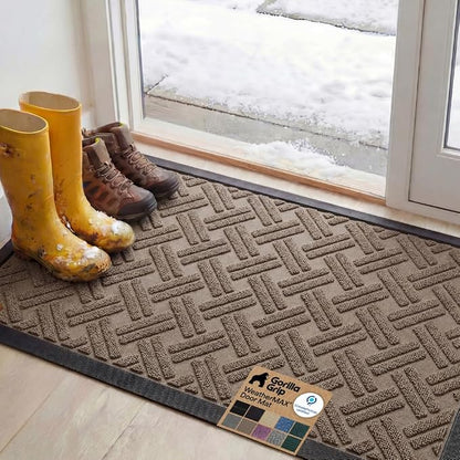 GORILLA GRIP 100% Waterproof All-Season WeatherMAX Doormat, US Designed Natural by Unknown