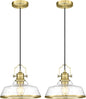 kudos 2 Pack Gold Pendant Lights Kitchen Island, 11" Brass Kitchen Island Lighting with Seeded Glass, Farmhouse Hanging Light Fixture for Kitchen Sink Dining Room Hallways, KDPL13-GD-S-2PK