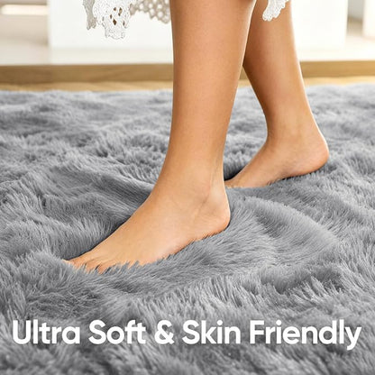 5'3''x7'5'' Grey Fluffy Soft Area Rug Non-Slip - Image 5