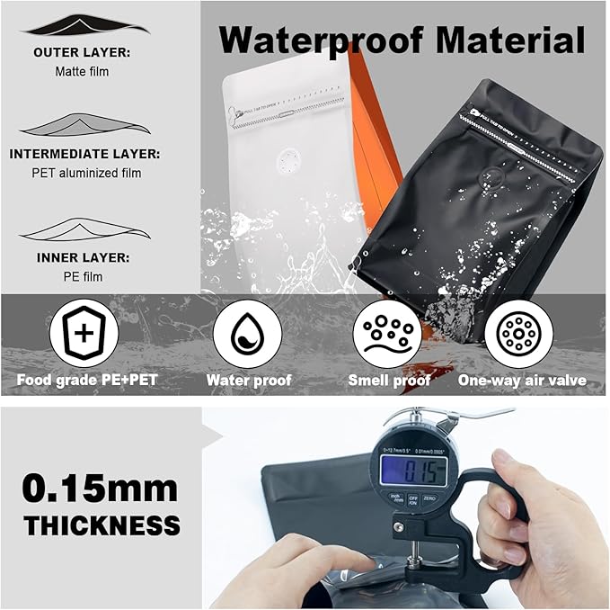 Coffee Bags with Valve(60pcs,16 oz,1 lb) Vented Coffee Beans Packaging Bags High Barrier Aluminumed Foil Flat Bottom Heat Sealed Side Zipper Resealable Storage Bag for Home or Business（White+Green）