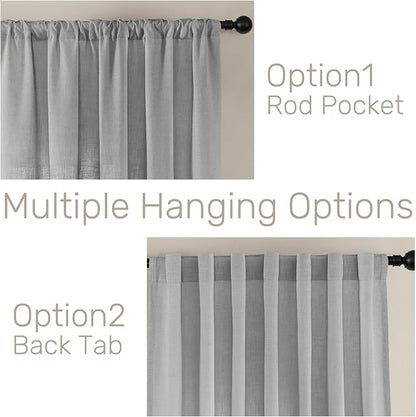 Joydeco Linen Curtains for Living Room, Light Filtering Rod Pocket Back Tab - Image 4