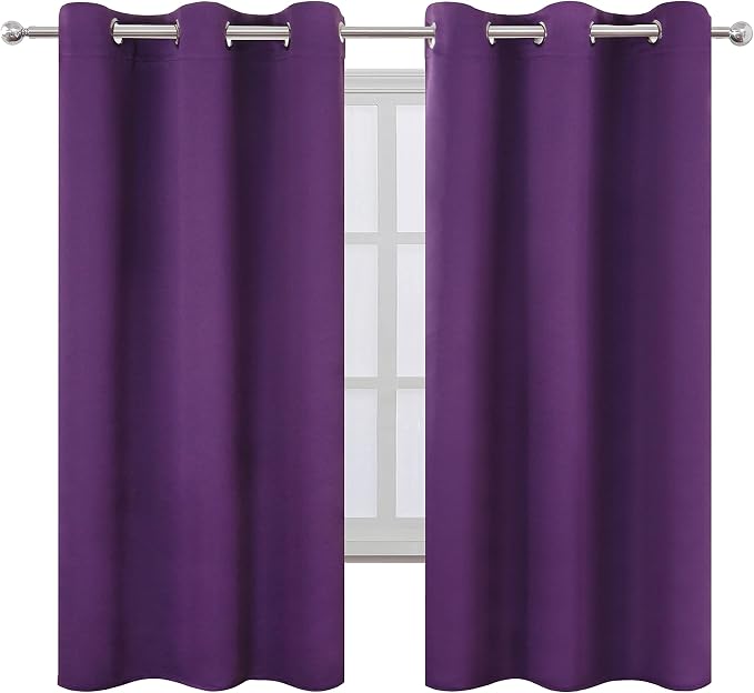 Purple Blackout Curtains 34 x 63 Inch Length/Set of 2 Curtain Panels/Thermal - Image 2