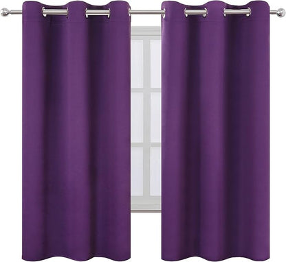 Purple Blackout Curtains 34 x 63 Inch Length/Set of 2 Curtain Panels/Thermal - Image 2