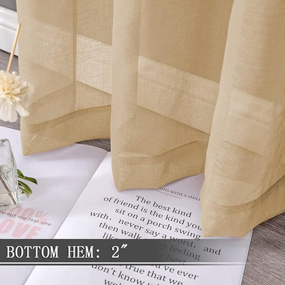 Tollpiz Sheer Curtains Linen Textured Bedroom Curtain Sheers Light Filtering - Image 4