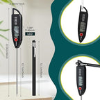 6 Set Waterproof Food Thermometer for Water, Liquid, Candle and Cooking Digital Meat Thermometer with Long Probe Instant Read for Kitchen BBQ Grill Candy (Black)