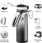 GOSWAG Insulated Sports Water Bottle, 24oz 2 Lids(with Straw/No Straw), Stainless Steel Water Bottles with Paracord Handle, Insulated Bottle with Double-Wall Vacuum Insulation
