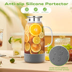 Glass Pitcher with Lid, ZBUFAN 68oz/2 Liter Glass Water Pitcher with Handle and Lid, Anti-Slip Base Juice Jug for Ice Tea, Sun Tea, Sangria, Lemonade Fridge Pitchers for Drinks Gray
