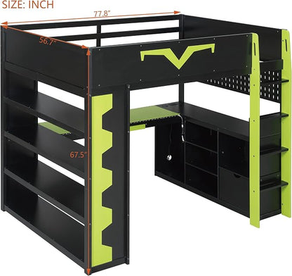 Full Size Gaming Loft Bed with Integrated Desk & RGB LED Lights, Pro-Gamer Bunk - Image 2