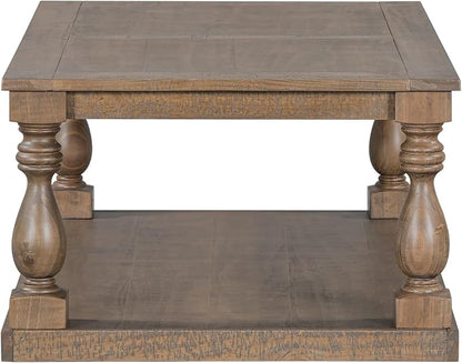Merax Vintage Coffee Table Featuring Artistic Vase Column Legs and Luxurious - Image 7
