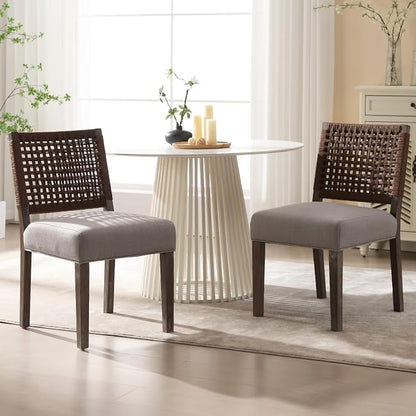 LZAREAL Farmhouse Dining Chairs Set of 2 Linen Fabric Upholstered Accent Side by LZAREALBetterRoomForRealLiving