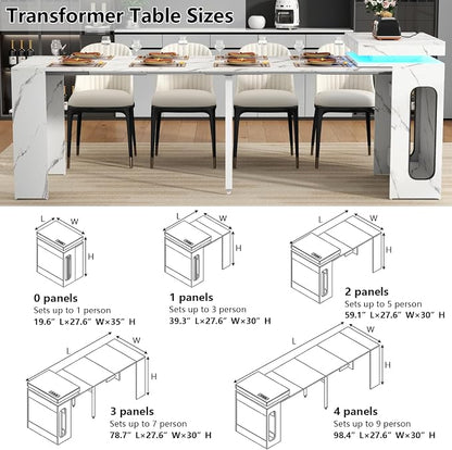 Extendable Dining Table with Charging Station, Convertible Folding Console Table - Image 4