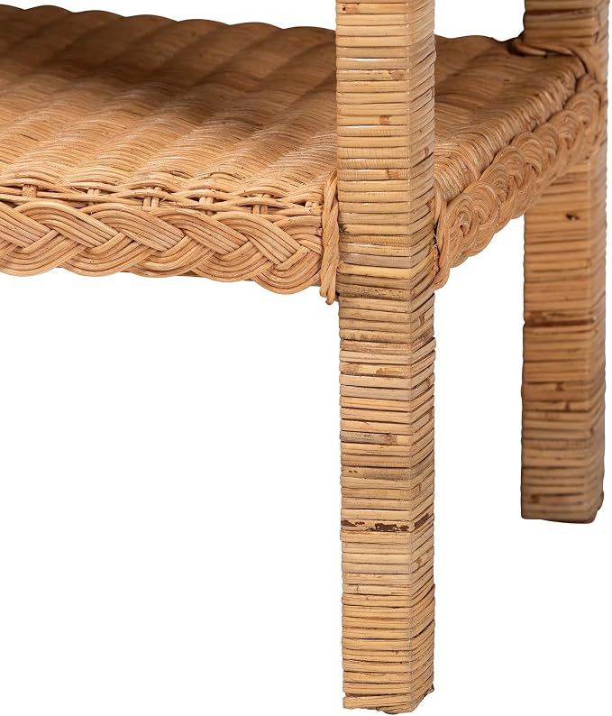 Bali & pari Minahasa Bohemian Light Honey Braided Rattan Side Table - Image 6