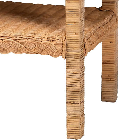 Bali & pari Minahasa Bohemian Light Honey Braided Rattan Side Table - Image 6