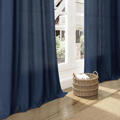 Denim Blue Linen Curtains 108 Inches Long - Image 6