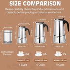 Moka Pot, 4 Cups (7.1 oz) Stovetop Espresso Maker, 304 Stainless Steel Moka Pot, Induction Compatible, Silver