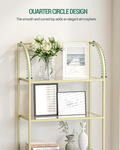 Hzuaneri Bookcase Bookshelf, Tempered Glass Arched Bookshelf - Image 5