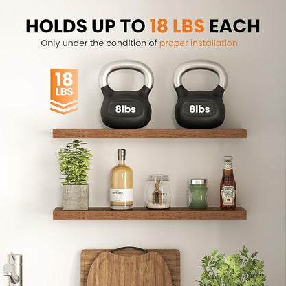 Fun Memories Floating Shelves for Wall, 9.3 Inch Set of 4 Rustic Wood Wall - Image 6
