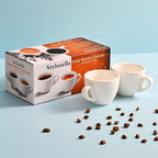 2.5 oz / 75 ml Pure White Ceramic Espresso Cups, Set of 2, Demitasse Espresso Mugs, SSE-114-16