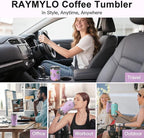 20 oz Coffee Tumbler - Insulated Stainless Steel Travel Mug for Hot/Cold, Spill Proof with BPA-Free Detachable Lid, Coffee Cup Fits Most Car holder, Includes Chic Stickers, Light Purple
